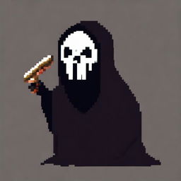 Create an 8-bit pixel art of Ghostface from the horror movie series Scream