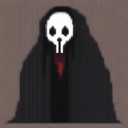 Create an 8-bit pixel art of Ghostface from the horror movie series Scream