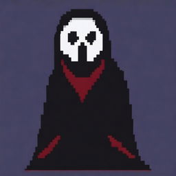 Create an 8-bit pixel art of Ghostface from the horror movie series Scream