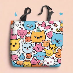 A fun and colorful cartoon design for a tote bag