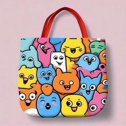 A fun and colorful cartoon design for a tote bag