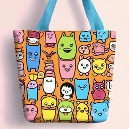 A fun and colorful cartoon design for a tote bag