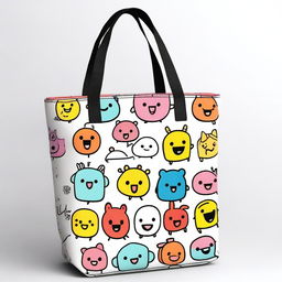 A fun and colorful cartoon design for a tote bag