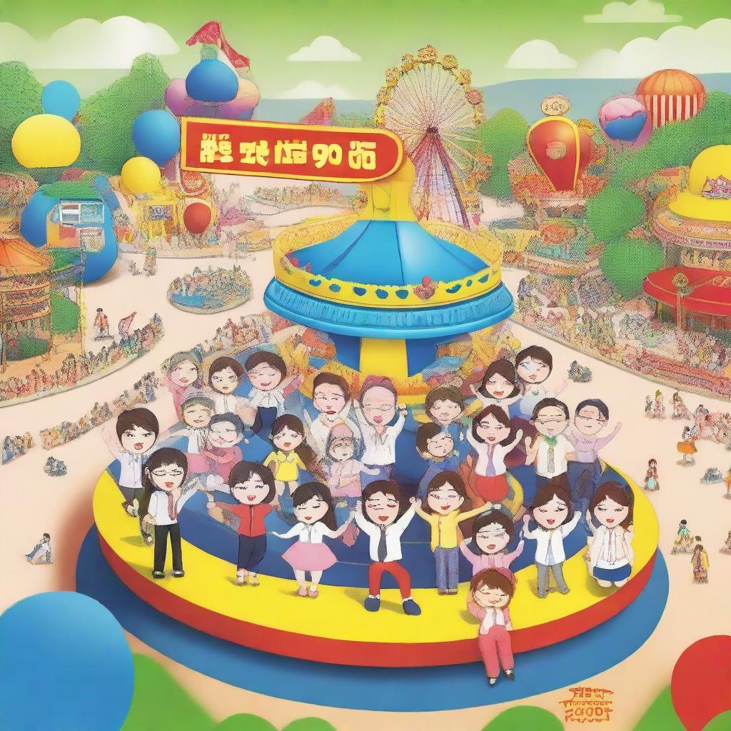 A celebratory image of PT Hyunjin's 8th anniversary with employees gathered at an amusement park