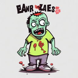 A simple t-shirt design featuring a cartoonish zombie image along with some catchy text