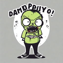 A simple t-shirt design featuring a cartoonish zombie image along with some catchy text