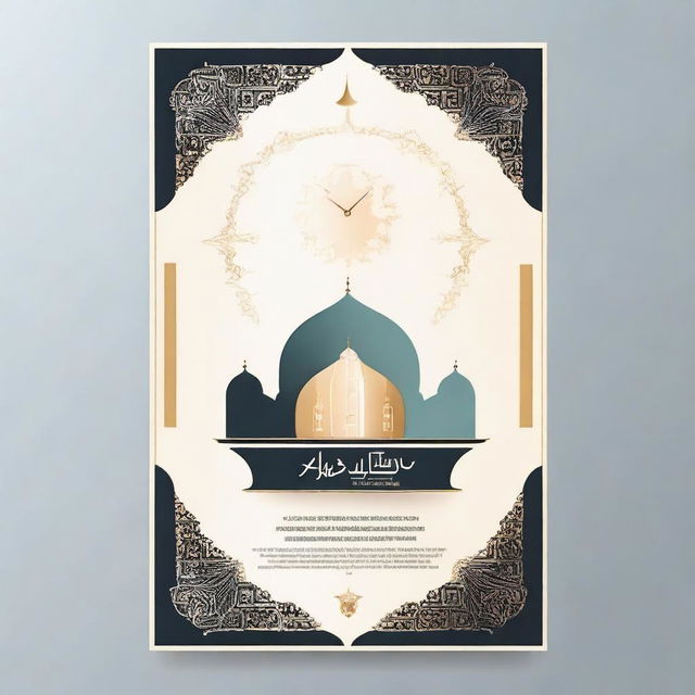 A beautifully designed poster promoting timely prayer (sholat tepat waktu) with an elegant and modern aesthetic