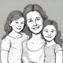 A true story illustration of a 36-year-old married mother with three children (girl, boy, girl)