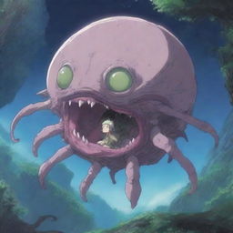 A detailed illustration of a space parasite designed to adapt and survive in the world of Made in Abyss