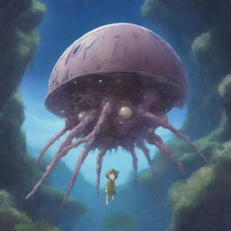 A detailed illustration of a space parasite designed to adapt and survive in the world of Made in Abyss