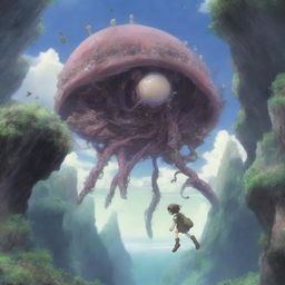 A detailed illustration of a space parasite designed to adapt and survive in the world of Made in Abyss