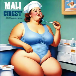 A blue raunchy book cover featuring a fat nurse smoking a cigarette