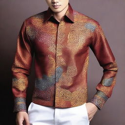 Create a detailed design for a batik shirt