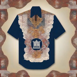 Create a detailed design for a batik shirt that incorporates the logo of Subang University and elements representing the philosophy of Subang Regency