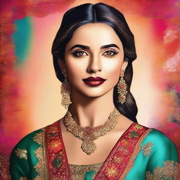 A beautiful portrait of Deepika Padukone, the famous Indian actress, showcasing her elegance and charm