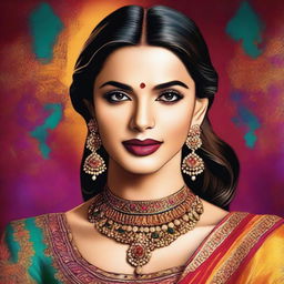 A beautiful portrait of Deepika Padukone, the famous Indian actress, showcasing her elegance and charm