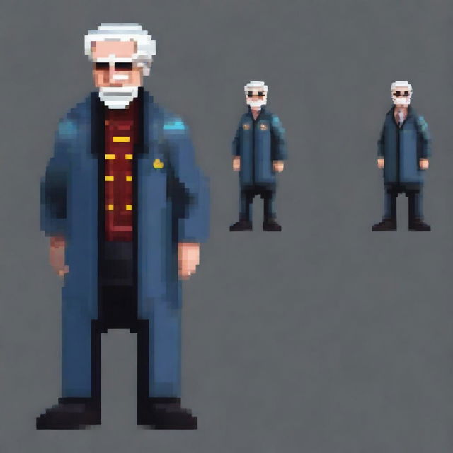 Create a 128x128 pixel villain inspired by a futuristic General Doctor Crazy