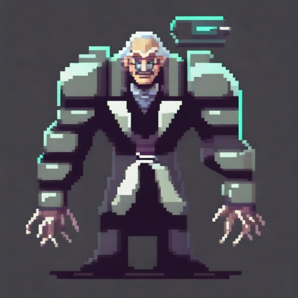 Create a 128x128 pixel boss villain inspired by a futuristic General Doctor Crazy