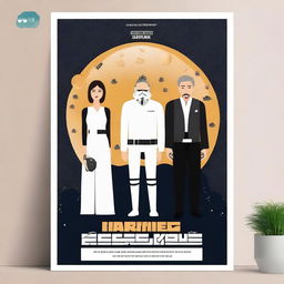 Create a poster in the style of Star Wars featuring the user and their husband