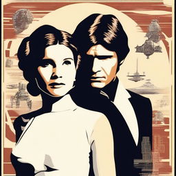 A Star Wars-inspired poster featuring Leia and Han Solo