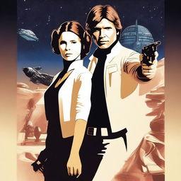 A Star Wars-inspired poster featuring Leia and Han Solo