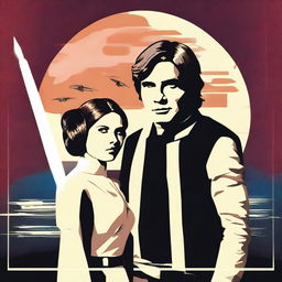 A Star Wars-inspired poster featuring Leia and Han Solo