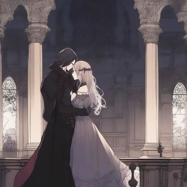 A romantic scene from a manhwa featuring a vampire coven