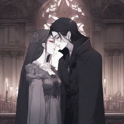 A romantic scene from a manhwa featuring a vampire coven