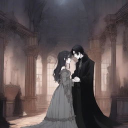 A romantic scene from a manhwa featuring a vampire coven