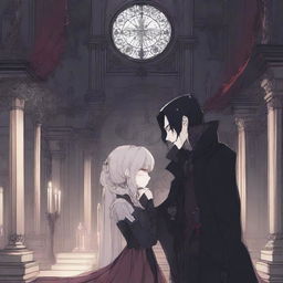 A romantic scene from a manhwa featuring a vampire coven