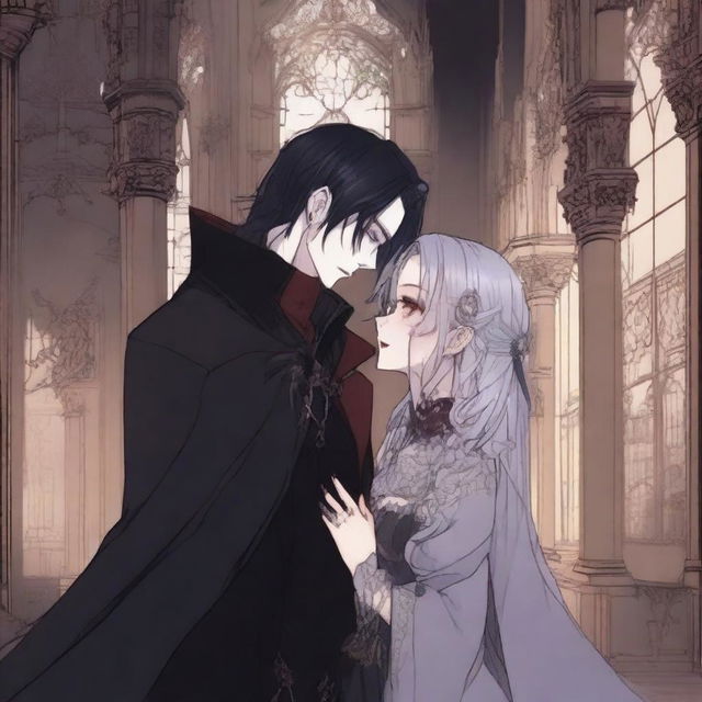 A romantic scene from a manhwa featuring a vampire coven