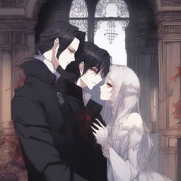 A romantic scene from a manhwa featuring a vampire coven