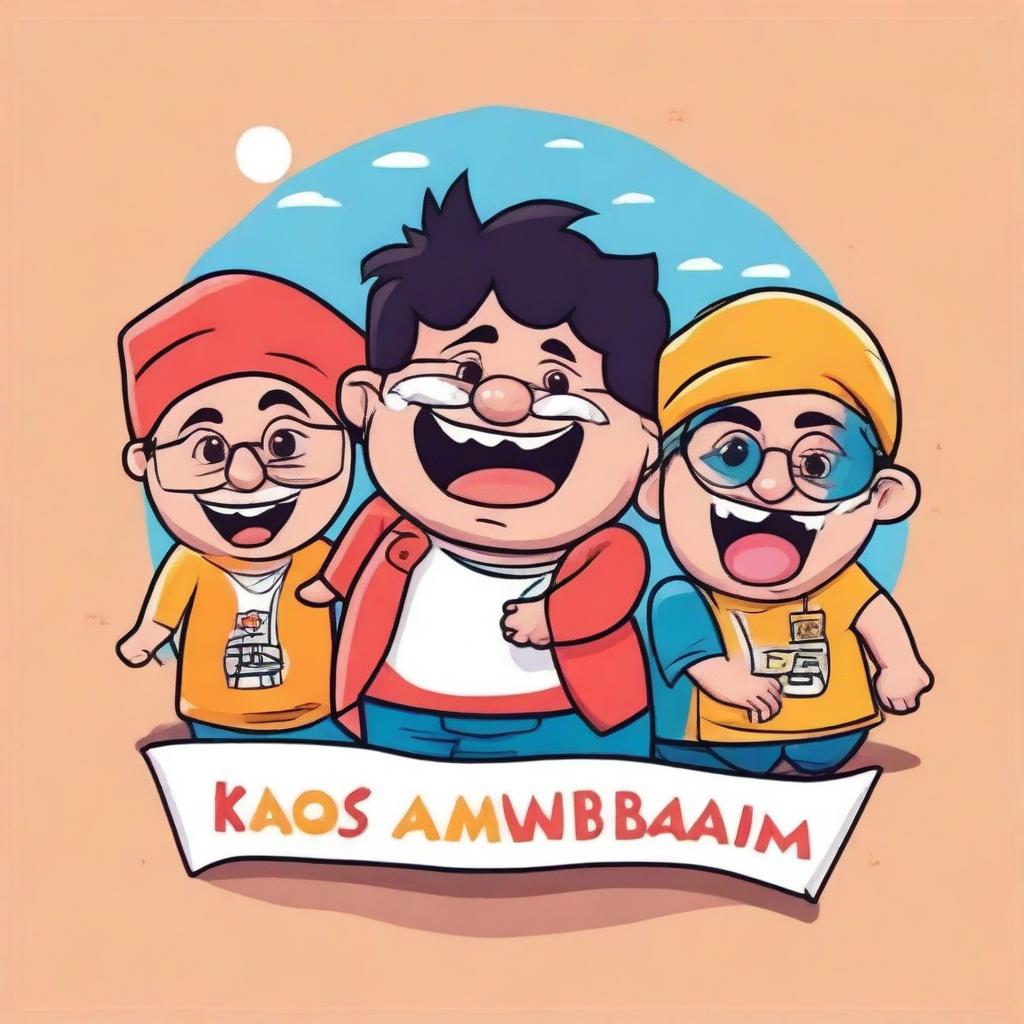 Create a humorous and quirky image featuring the phrase 'kaos ambatukam' in a playful and light-hearted manner