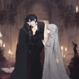 A romantic scene from a manhwa featuring a vampire coven