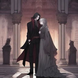 A romantic scene from a manhwa featuring a vampire coven