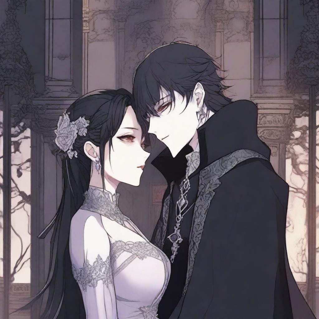 A dark and forbidden romance scene from a manhwa featuring a vampire coven