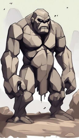 Create an illustration of Kadiish, a stone golem from the northern mountains