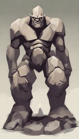 Create an illustration of Kadiish, a stone golem from the northern mountains