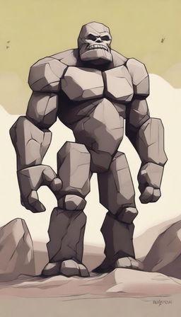 Create an illustration of Kadiish, a stone golem from the northern mountains