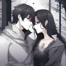 A dark and forbidden romance scene from a manhwa