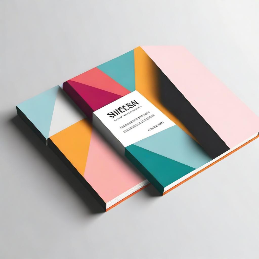 A book cover design featuring three distinct colors and a layered aesthetic with slanted rectangular frames