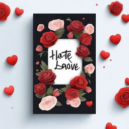 Create a book cover with the title 'Hate you, Love you' prominently displayed