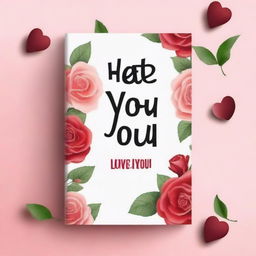 Create a book cover with the title 'Hate you, Love you' prominently displayed