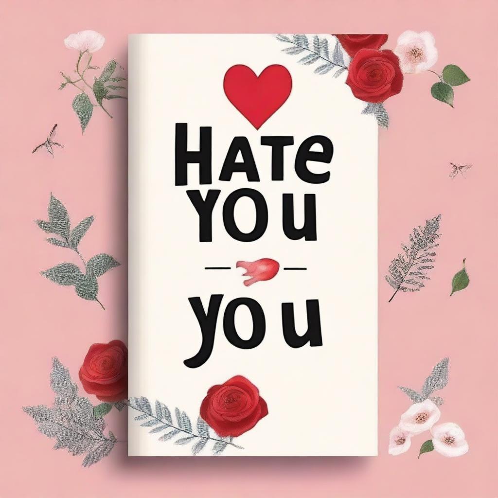 Create an image that looks like a book cover with the title 'Hate you, Love you' prominently displayed