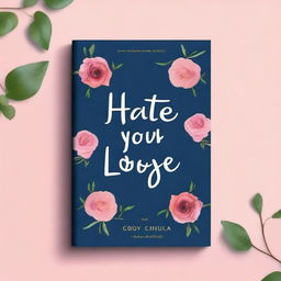 Create an image that looks like a book cover with the title 'Hate you, Love you' prominently displayed