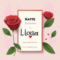 Create an image that looks like a book cover with the title 'Hate you, Love you' prominently displayed