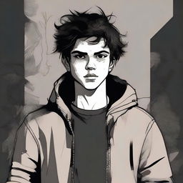 Create an image of a teenage boy who looks like Will Grayson III from the Devil's Night series