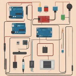 A detailed illustration of electrical circuits designed using Tinkercad