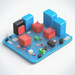 A detailed 3D model of electrical circuits created in Tinkercad, showcasing various components like resistors, capacitors, LEDs, and wires