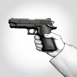 A first-person perspective image showing a handgun being held in the hands, pointed directly forward